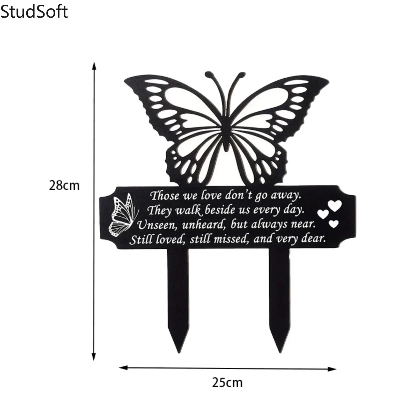 New Garden & Yard Metal Ground Stake Ornament — Heart-Shaped Memorial Marker & Landscape Decoration