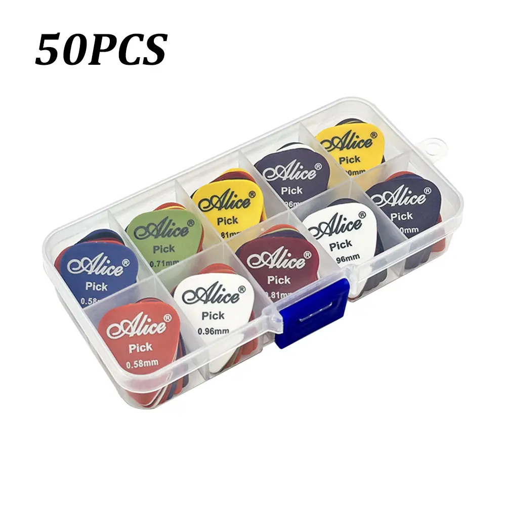 50 Piece Guitar Picks Set, 6 Different Thicknesses, Multiple Playing Styles, Enhanced Precision and Comfort, Includes Pick Box, Accessories