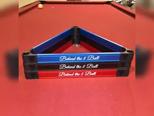 Engraved Aluminum Billiards Rack Inside Outside Fiber Laser Pool Triangle Red Blue Black Custom Text Adult Game Room