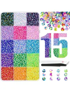 15-Grid Candy Resin Rhinestones, 3mm Multi-Color Jelly Rhinestones DIY Water Drills, Ideal for Fashion Jewelry, Nail Art, Crafts