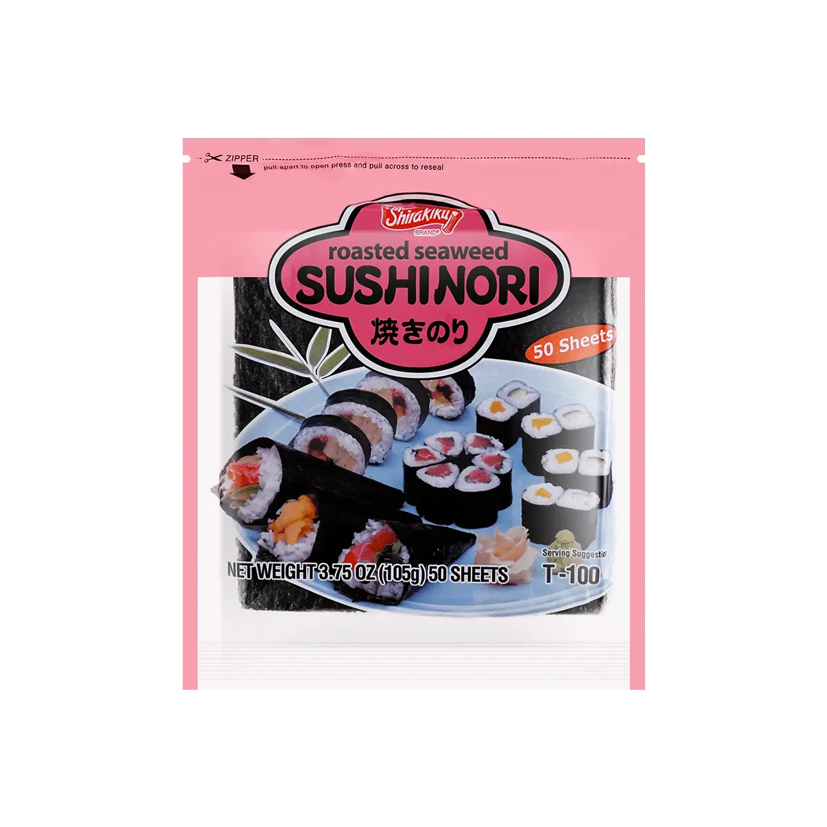 SHIRAKIKU Roasted Seaweed Nori Sheets for Sushi & Onigiri - 50 Count, 105g - Premium Quality for Authentic Japanese Cuisine