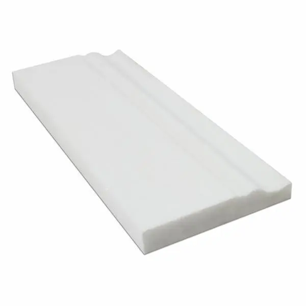 Thassos White Marble 5x12 Polished/Honed Baseboard Trim Molding Sample
