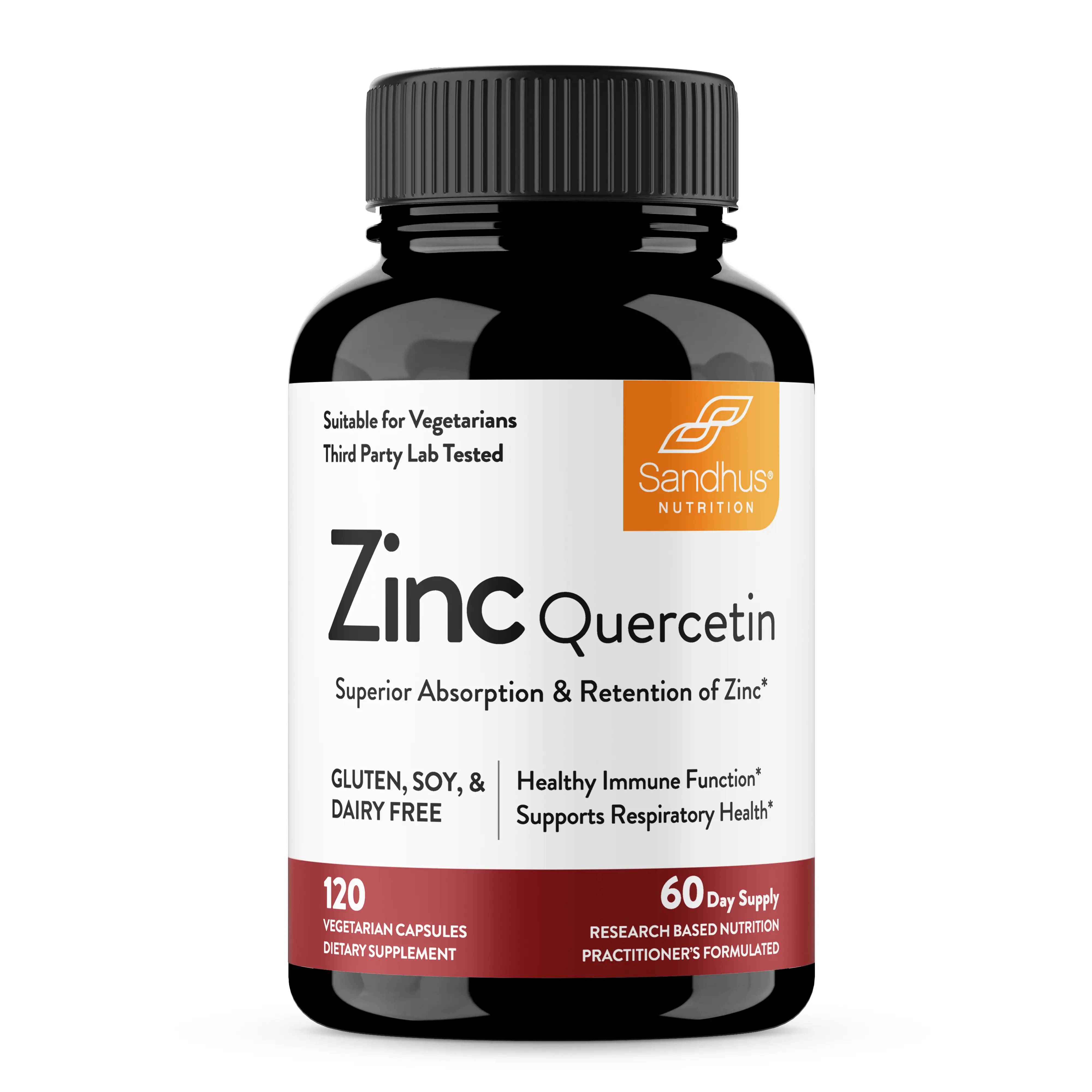 【Sandhus】Zinc Quercetin 120 Vegetarian Capsules –  for Men and Women – Gluten, Soy, Dairy Free Edible Healthcare Supplement