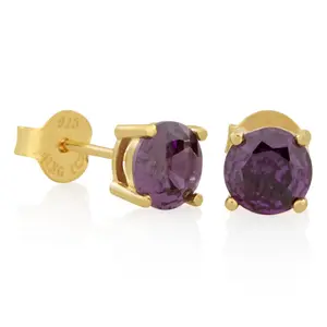 Purple Brilliant-Cut Stud Earrings Purple Brilliant-Cut Stud Earrings