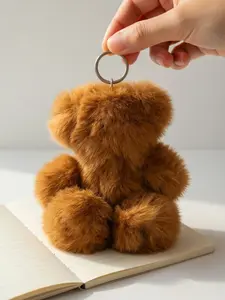 2026 Viral Cute Fluffy Teddy Bear Keychain – Soft Plush Bag Charm for Backpack & Purse | Must-Have Aesthetic Accessory
