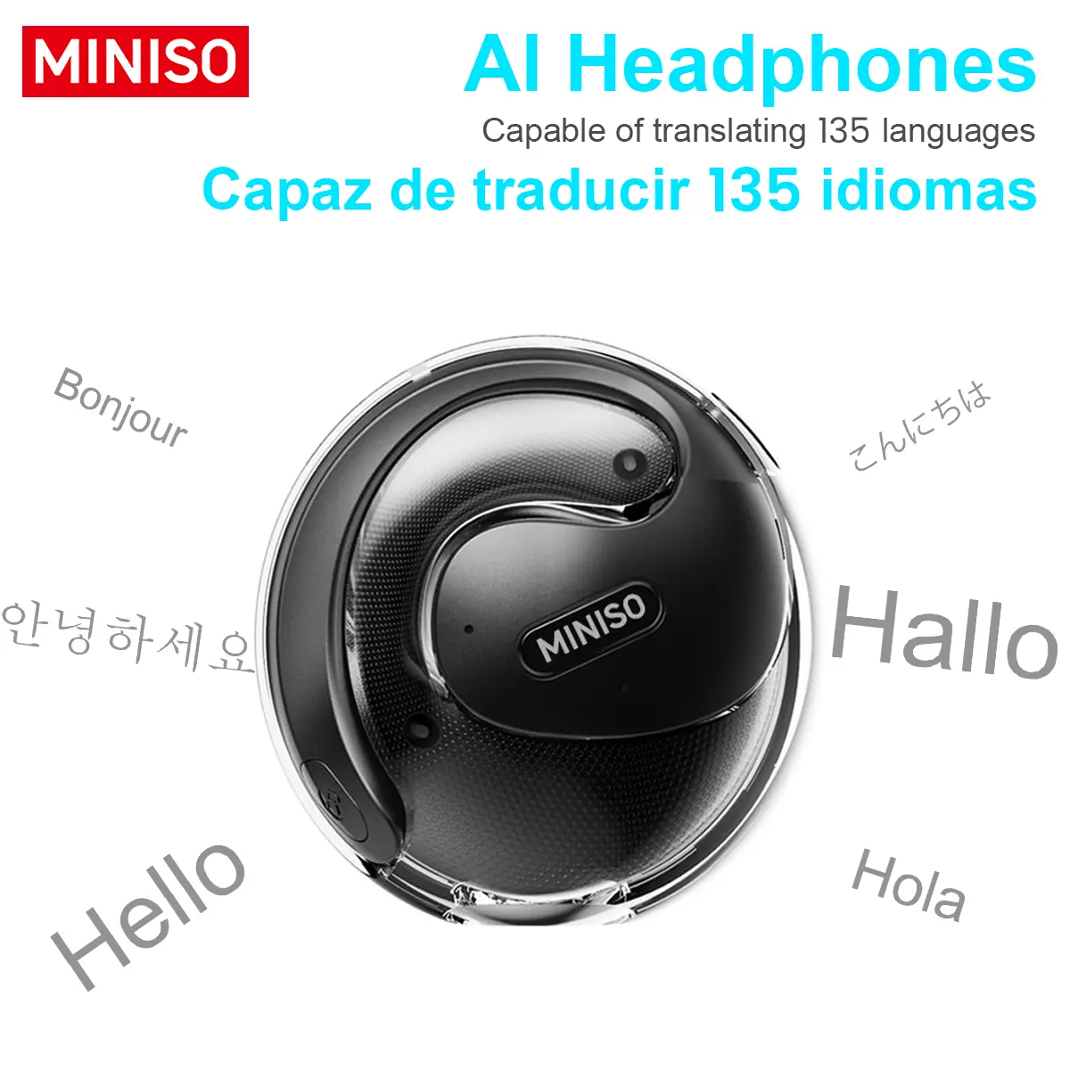 MINISO X15Pro Wireless Bluetooth 5.4 Sport Earbuds - Electronic Audio Device with HIFI Stereo Sound, 135-Language Support, Music Earbud Features, Stereo Sound Headphone Performance