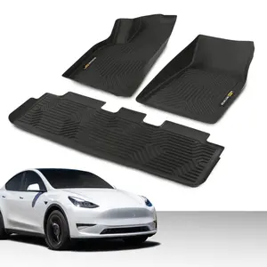G-PLUS Fit For Tesla Model 3 &  Model Y 2017-2025 All-Weather Rubber Liners Floor Mats,New Waterproof Heavy Duty Car Mats,3 Piece Trim to Fit Floor Mats Fit for Model 3,Model Y,Model S