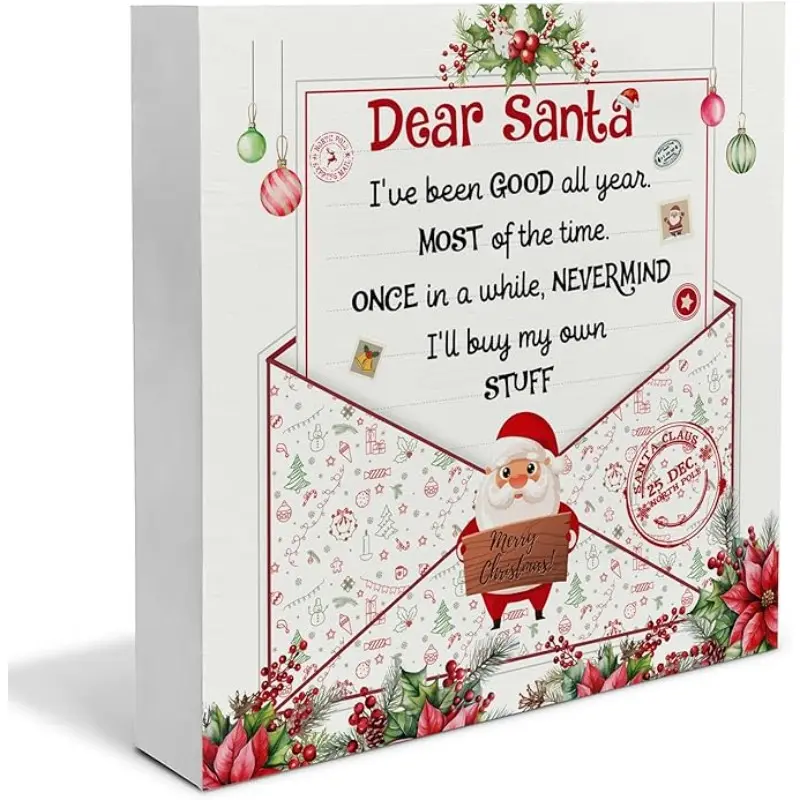 Christmas Halloween Decoration Gifts，Vintage Santa Decor, Christmas Gift Exchange Ideas, Rustic Christmas Decor for Home Desk Table Shelf Fireplace 5 x 5 Inch
