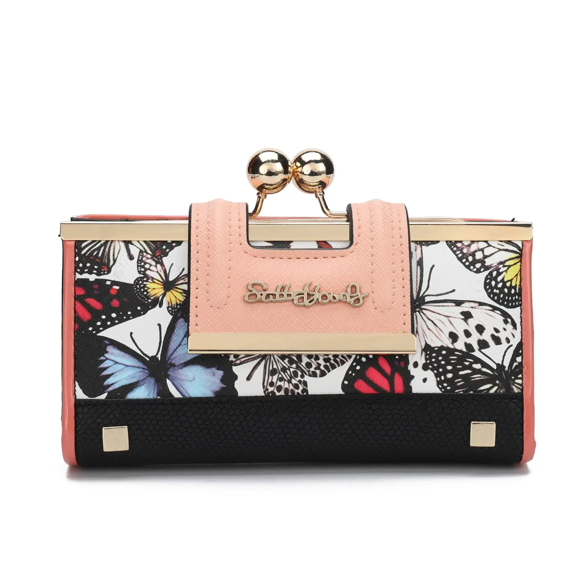 Women's Vintage Floral PU Leather Long Wallet - Chic Holiday Butterfly Design, Expandable Lightweight Large Capacity Clutch with 10 Card Slots, Kiss Lock Coin Pocket, Bill Compartments, Gift Box