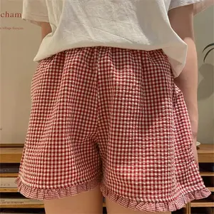 Plaid Ruffle Lounge Shorts
