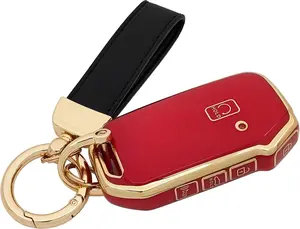 TPU Car Protector Key Fob Cover Case with Chain for Kia 2020-2022 Soul 2019-2021 Forte 2020-2021 Telluride K5 2021-2022 Seltos NIRO Sportage Sorento Smart Remote Key Fob (Red)