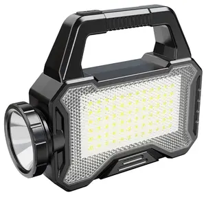 Portable Solar Camping Lantern, Solar Charging Power Bank, Strong Light Searchlight, Outdoor Hand Flashlight with COB Side Light, 1pc