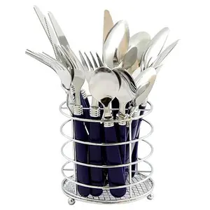 Gibson Sensations II 16pc Stainless Steel Flatware Set w/ Chrome Caddy