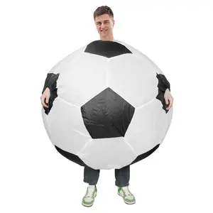 Inflatable Soccer Ball Costume for Adults Funny Blow-up Football Suit for Cheerleaders Halloween Cosplay