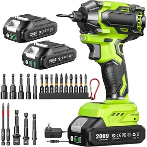 Driver: 21V 1/4" Hex Cordless  Driver, 230N.m (2,035in-lbs) Brushless  Driver Drill Set, 20Psc  Bits, 2.0 Ah , Variable Speed for DIY and Automotive