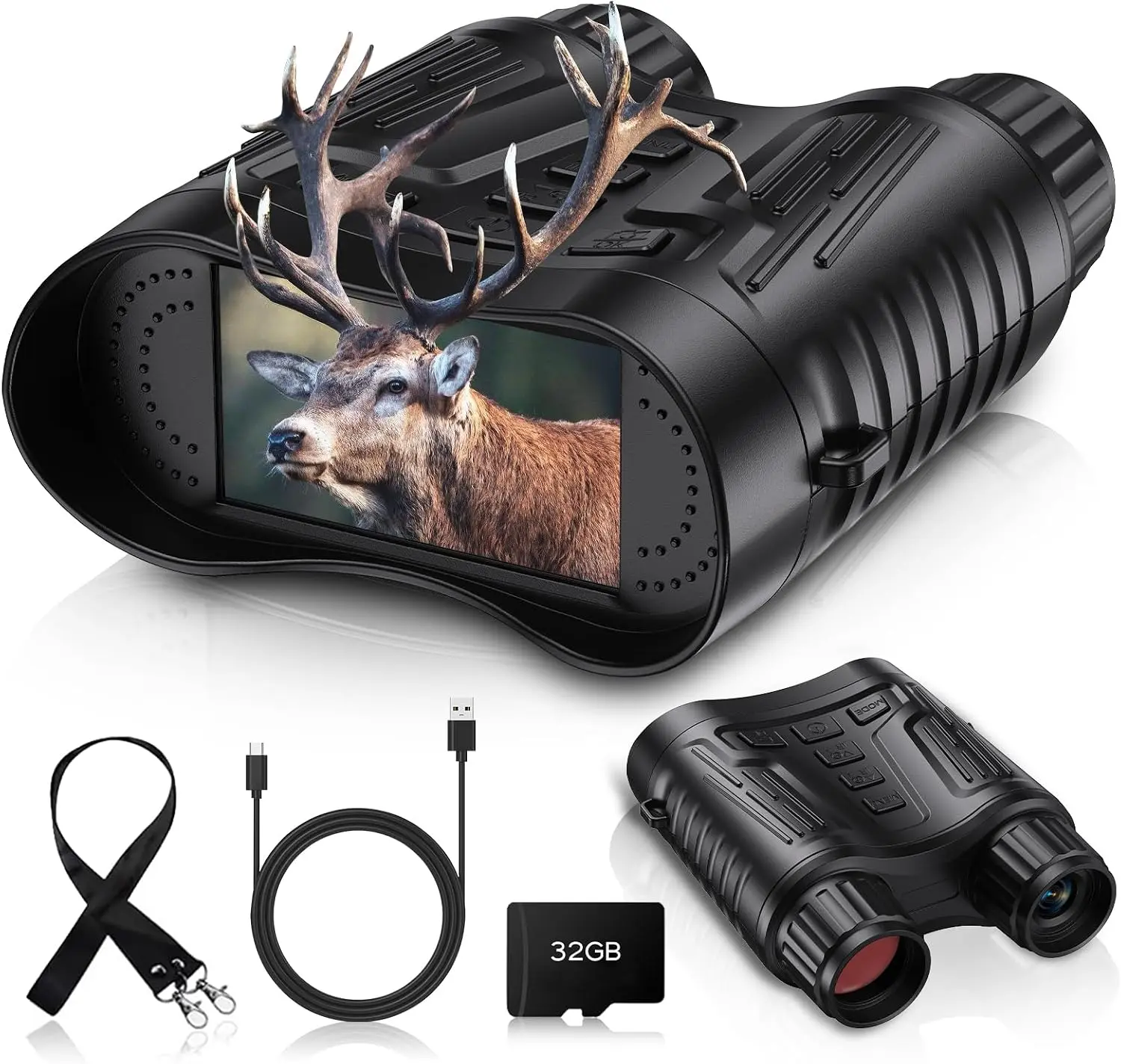 Gifts for Men & Teens，4K Night Vision Goggles Binoculars | 3W IR night vision, 1148ft range, 36MP photos & 4K video. 32GB card & USB charge incl. For camping, wildlife, backyard