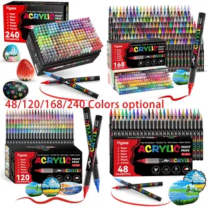 Acrylic Paint Soft Brush Markers Set, Soft Brush Tip, Automatic Ink Control, Paint Markers for Wood, Stone, Canvas, Glass, Fabric, DIY Crafts, Acrylic Paint Pen