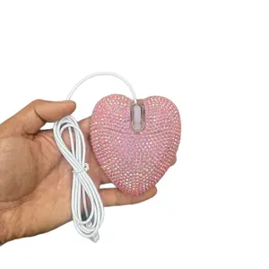 Heart-shaped Diamond-encrusted Wireless Bluetooth Charging Mouse, Wired Diamond-encrusted Mouse