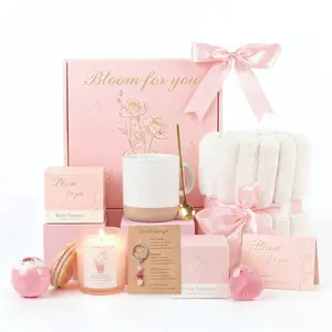 Gift for Mother's Day Birthday Women Self Care Get Well Soon Gift Rose Relaxing Spa Gift Basket Thinking of You Gift for Her Mom Wife Grandma Bestie Co-worker