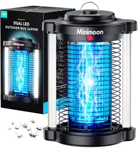 Minimoon Bug Zapper Outdoor 4200V, Dual LED Light, 15W Electric Fly Traps, IPX4, 8.2ft Cord, Insect Trap for Yard, Backyard, Patio