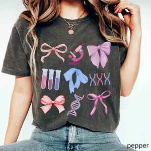 Molecular Biology Shirt, Comfort Colors Christmas Coquette Science Teacher T-Shirt, Genetics DNA Microbiology Medical Technologist TShirt