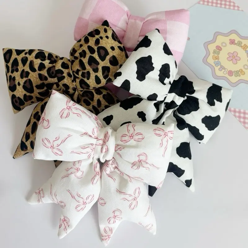 Plush Bow Keychain - Black and White Cow Design, Pink Coquette Bows Design, Keychain Attachment, Ideal for Bags and Keys