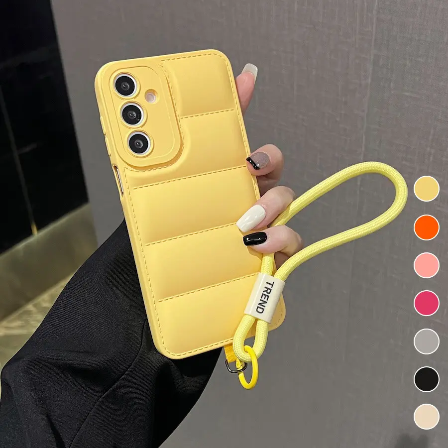 Phone Case Cover For Samsung A17 A07 A26 A36 A56 A54 A55 A06 A16 A05s A14 A15 A24 A25 A34 A35 5G Down Jacket Case With Chain