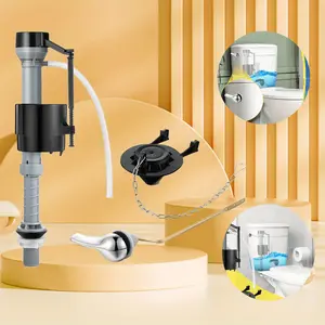 Universal Toilet Tank Replacement Kit, Includes Toilet Fill Valve, Superior Quality Silent Needle Valve Style Toilet Inlet Valve That Adapts to Bottom Inlet of Traditional Toilets, Side Mount Toilet Flush Brass Handle