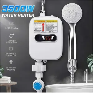 3500W Portable Water Heater, Quick Heating Mini Small Electric Kitchen Treasure Thermostatic Shower Shower Set, Tankless Water Heater