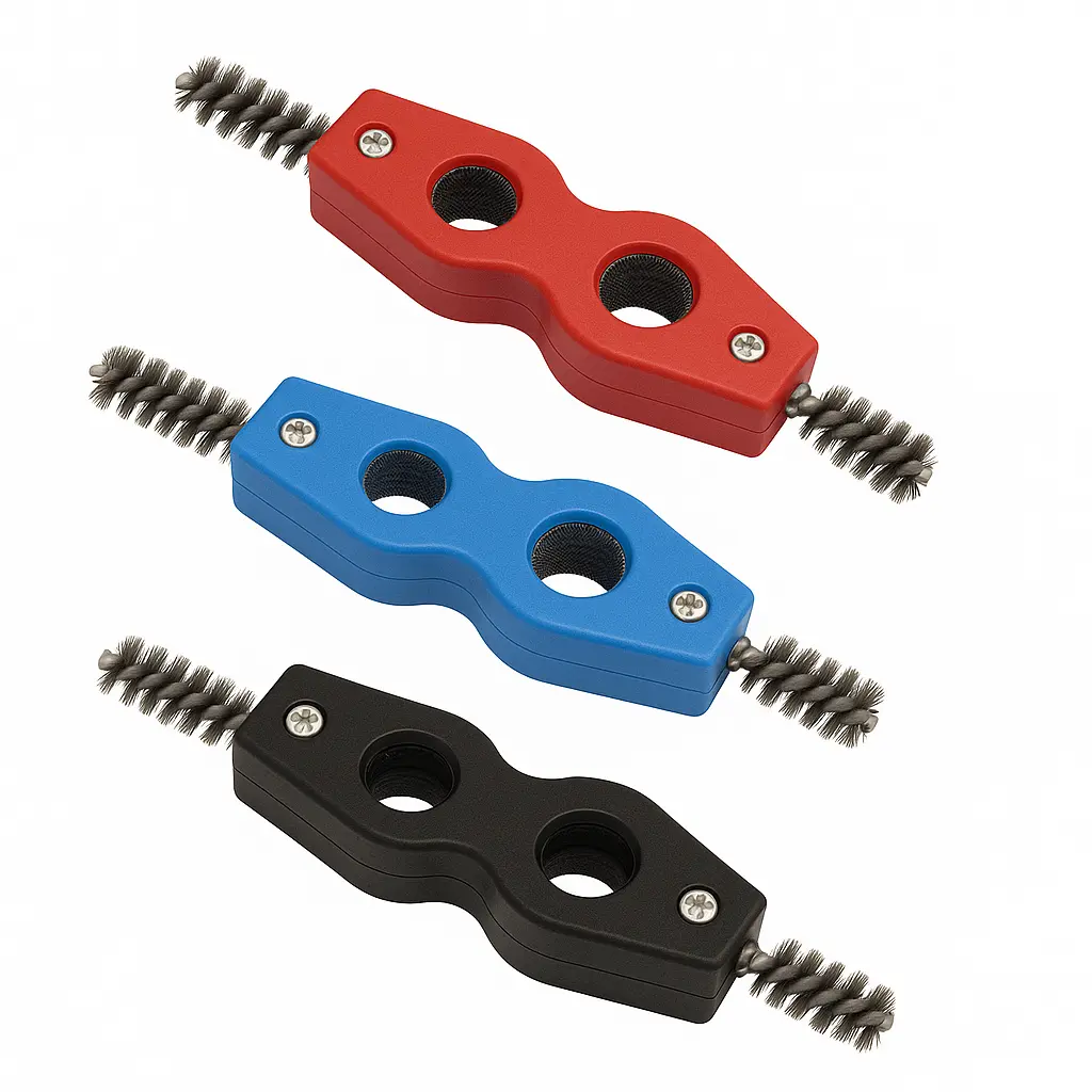 Jhome 4-in-1 Water Pipe Cleaning Brush Plumbing Tool with Ambidextrous Design in Red Blue and Black Colors for Thorough Cleaning