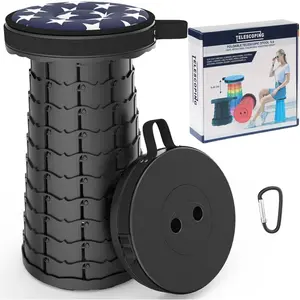Telescoping Portable Sturdy and Lightweight Stool, Retractable Collapsible Camping  for Travel Picnic Fishing Hiking Museums Shows Capacity 440Ib (Only Stool)