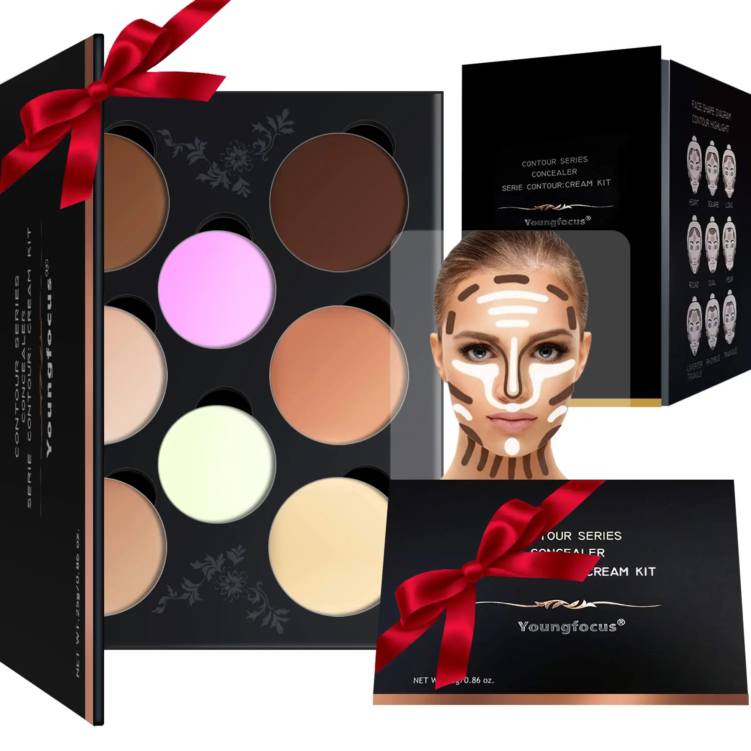 Youngfocus Cream Contour Bronze and Blush - Longwear Full Face Cream Paltette Bronzer Makeup