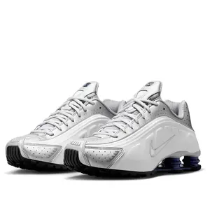 Nike Shox R4 Metallic Silver Deep Royal Blue Men's HQ1988-102 New