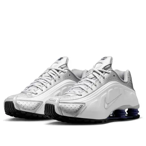 Nike Shox R4 Metallic Silver Deep Royal Blue Men's HQ1988-102 New