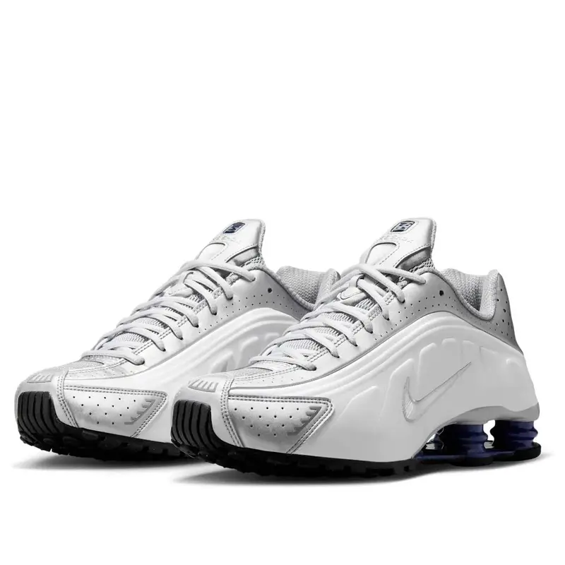 Nike Shox R4 Metallic Silver Deep Royal Blue Men's HQ1988-102 New