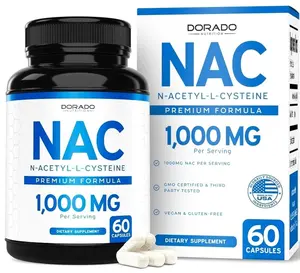 NAC Supplement (60 Capsules, 1000mg Per Serving) Premium NAC Supplement N-Acetyl Cysteine Capsules for Men and Women for Immune Support - Vegan Safe, Third Party Tested - Non GMO & USA Made