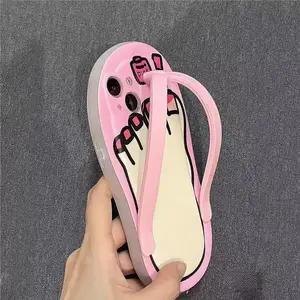 (Case & Nova.) Funny 3D Flip Flop Phone Case, Creative Novelty Silicone Shockproof Protective Cover for iPhone 16 Pro Max, 15 Plus, 14, 13, 12, 11