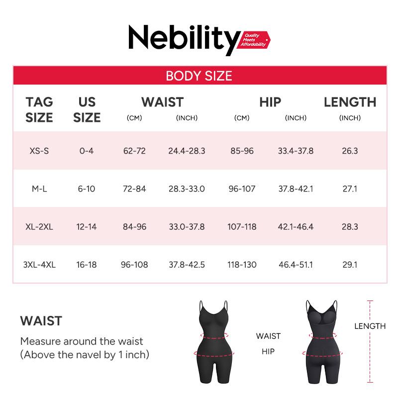 [Live Now] Nebility Women's Seamless V-Neck Bodysuit Shapewear - Full Body Stretchy & Breathable Faja, Tummy Control Compression, Basic Black Minimalist Womenswear Black(Upgraded)