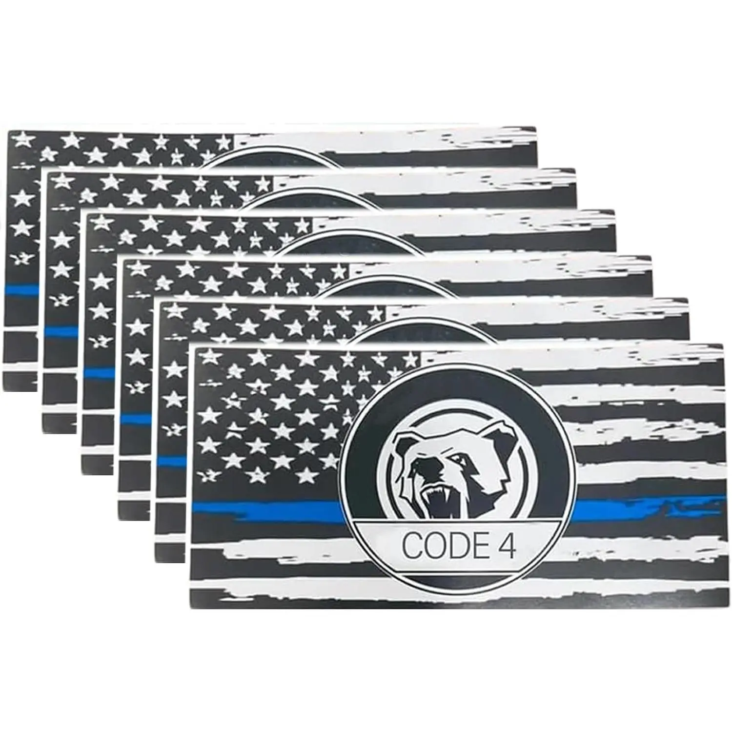 6pcs Thin Blue line Flag Code 4 Car Sticker Decal, Police Support American Flag Bumper Stickers for Cars Trucks Window Laptop, Bandera de policía la línea Azul para carro