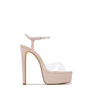 Hot Bombshell Platform High Heels - Nude Clear