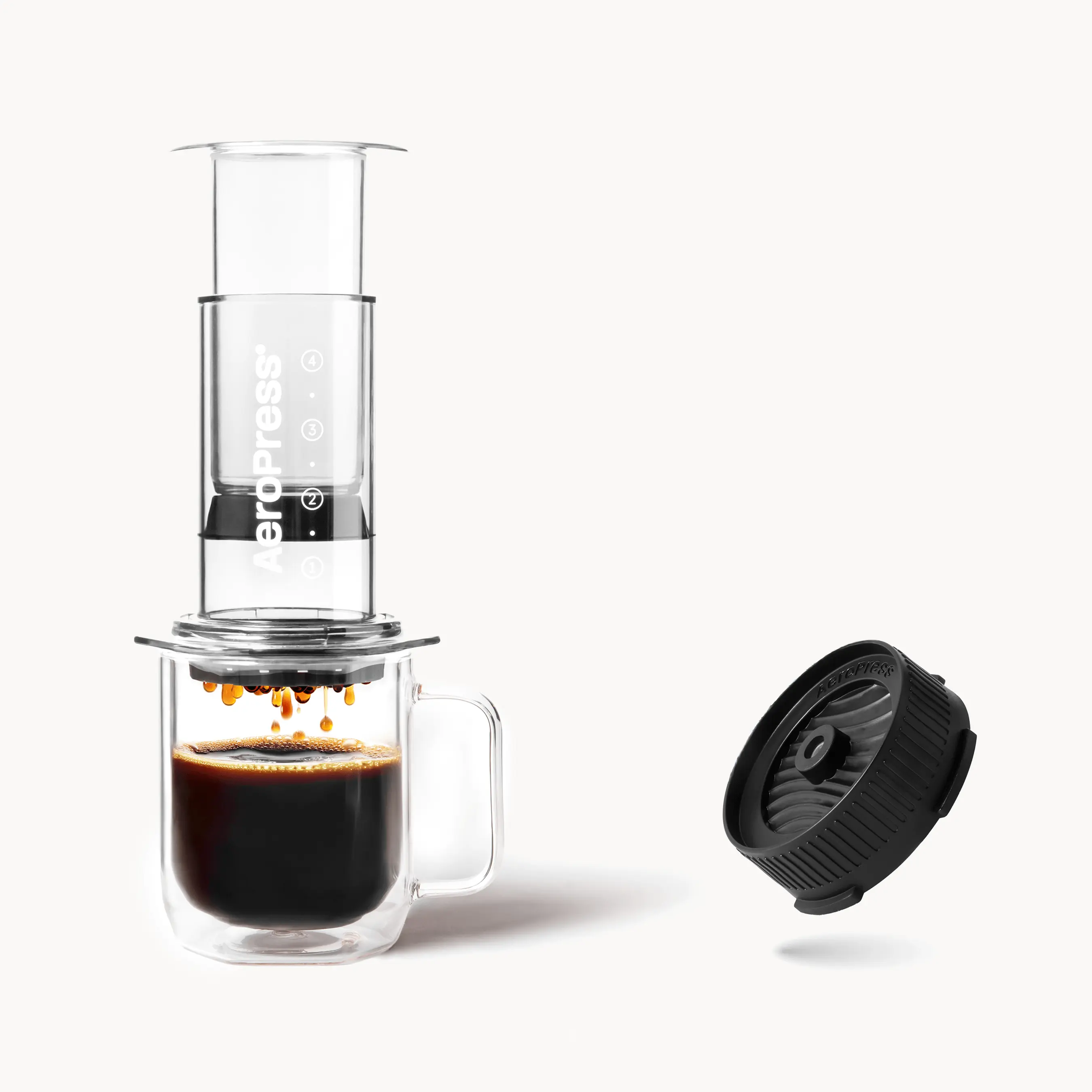 AeroPress Clear Coffee Maker & Flow Control Filter Cap Bundle