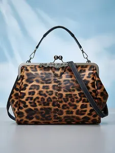 Leopard Print Crossbody Bag Handbag for Women Top Handle / Detachable Strap,Large Capacity / Spacious,Spacious Kiss-Lock Closure Handbag, Perfect Gift for Women, Durable Fashionable Leopard Print Crossbody Purse, Crossbody Shoulder Bag, Fashionable Bags