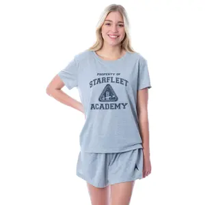 Star Trek Star Fleet Academy Women's 2 Piece Pajama Set Short Sleeve and Shorts Loungewear Sleepwear PJ