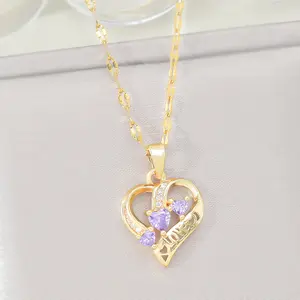 1pc, golden heart necklace, daily, festival, party, men and women three-dimensional zirconia inlaid pendant, personality trend, street daily party necklace birthday gift, girlfriend gift, Mother's Day gift