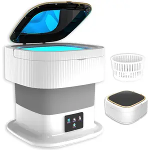 Portable mini washing machine, equipped with an intelligent pulse device and hand-washing simulation function, can be used for single-person washing. Suitable for business trips and travel.