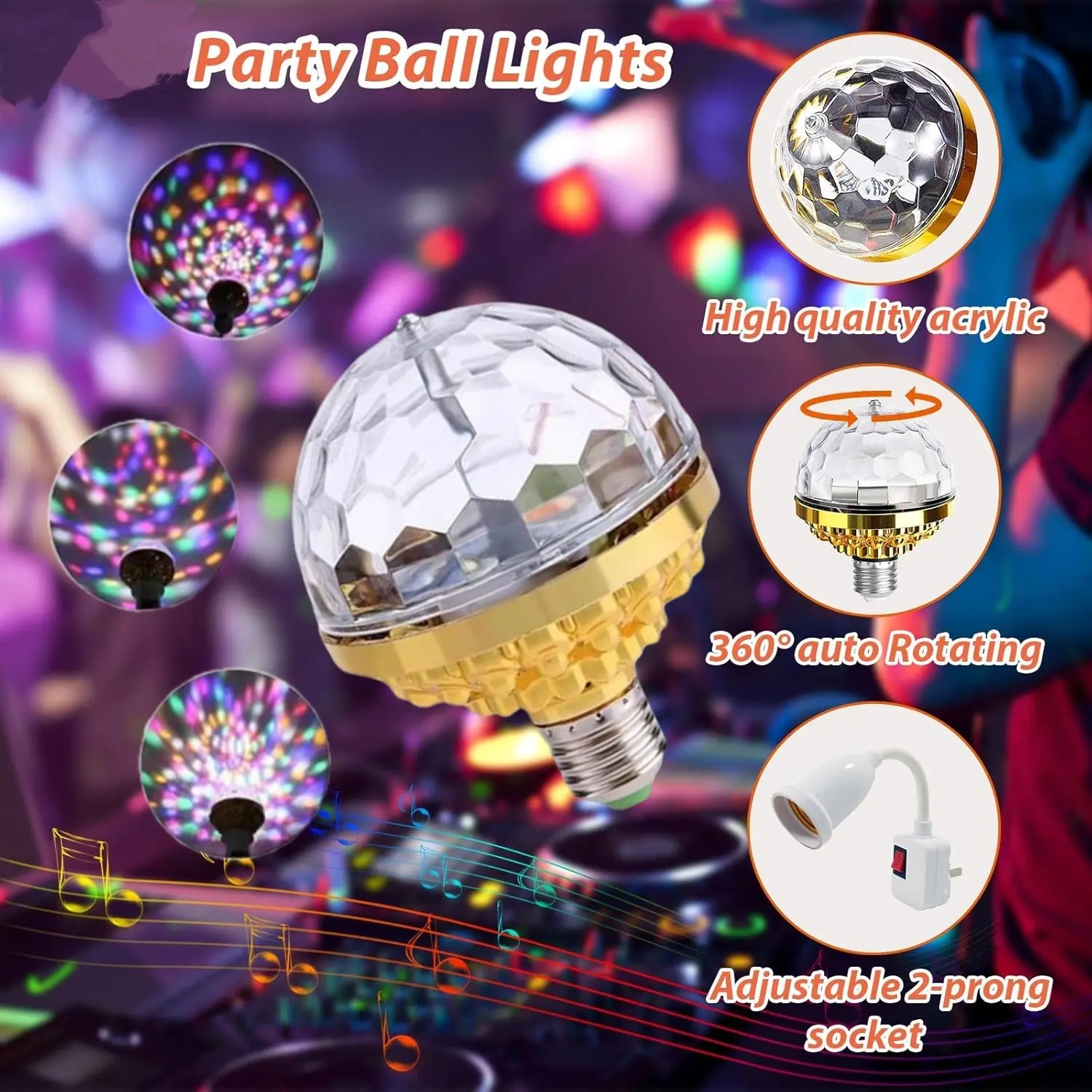 【Father's Day Gift】1PCS Disco Ball Lights - Colorful LED Lighting, LED Decoration Lamp with Sockets, Home Dance Party Decor, dealsforyoudays, midyearsale
