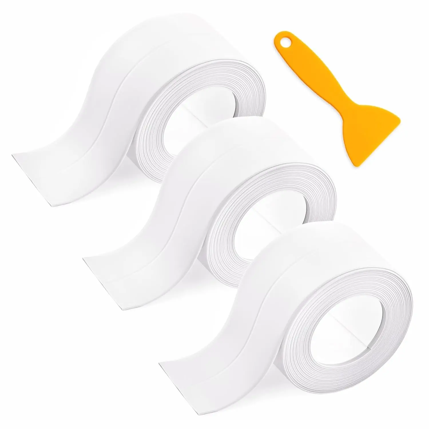 Seal Caulk Strip Tape Self Adhesive for Sink Toilet Bathroom Wall Edge Bathtub Oil-Proof Caulking Sealing Tape 1.5" x 10.5' (W*L) 3 count White