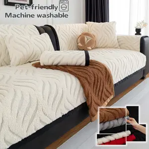 Pet-Friendly Sofa Cover Pad, Couch Slipcover, Thick Soft Couch Seat Protector, Non-Slip Machine Washable Sofa Seat Mat, Anti-Scratch Furniture Cover for Dogs & Cats, Solid Color Couch Cover for Sectional, Loveseat & 3-Seater Living Room Decor