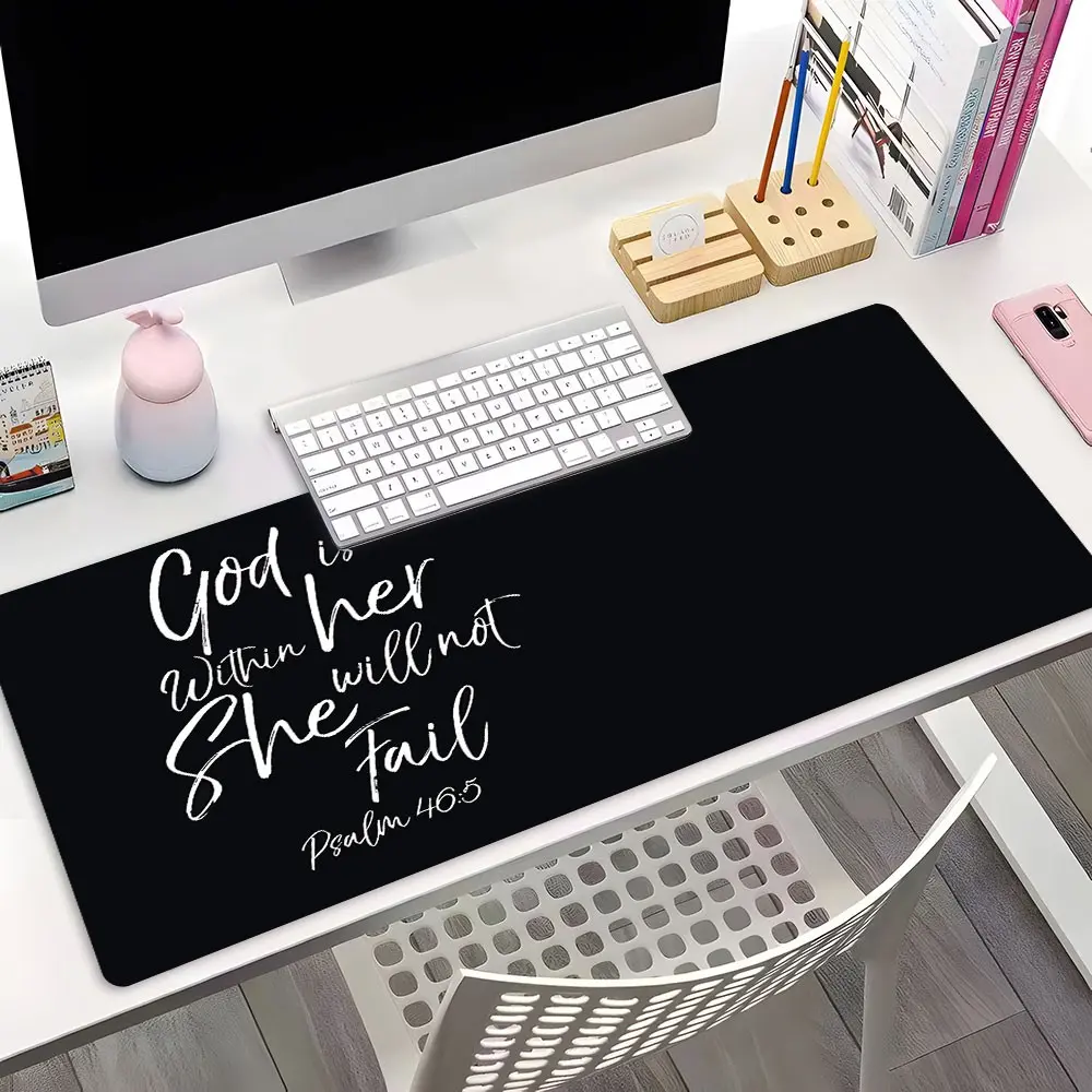 God Is Within Her Christian Quote XXL Large Extended Gaming Mouse Pad, Religious Bible Verse Desk Mat, Non-Slip Rubber Base Keyboard Pad for Home Office Work, Desktop Accessories, Computer Accessories for Desk, Perfect Gift for Friends