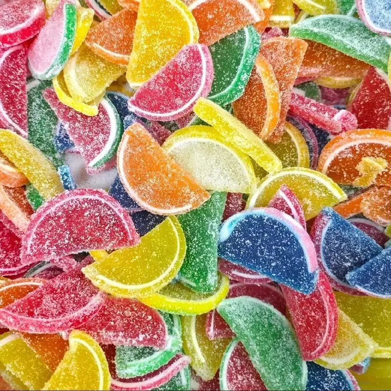 Assorted Boston Mix Fruit Slices 5 lb - Fresh Delicious Unwrapped Sweet Sugar Sanded Orange Lime Watermelon Cherry Blue Raspberry Lemon Slices